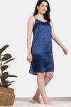 Zivame Silken Promises Woven Knee Length Nightdress - Blue Opal — thumbnail 3